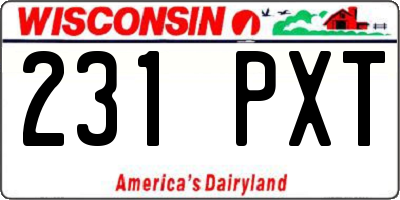 WI license plate 231PXT