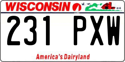 WI license plate 231PXW