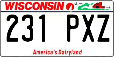 WI license plate 231PXZ