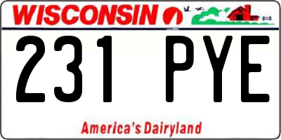 WI license plate 231PYE