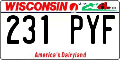 WI license plate 231PYF