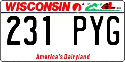 WI license plate 231PYG