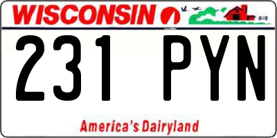 WI license plate 231PYN