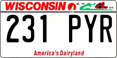 WI license plate 231PYR