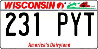 WI license plate 231PYT