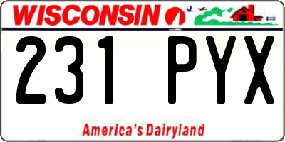 WI license plate 231PYX