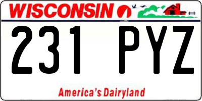 WI license plate 231PYZ