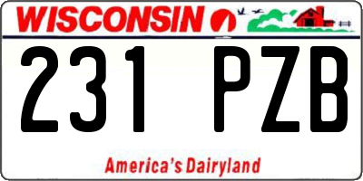 WI license plate 231PZB