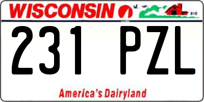 WI license plate 231PZL