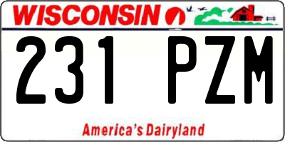WI license plate 231PZM