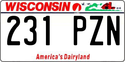 WI license plate 231PZN