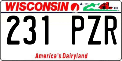 WI license plate 231PZR
