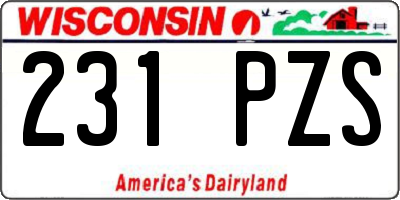 WI license plate 231PZS