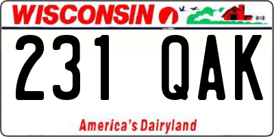 WI license plate 231QAK
