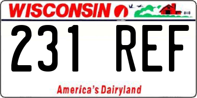 WI license plate 231REF