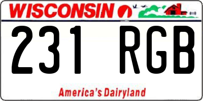 WI license plate 231RGB