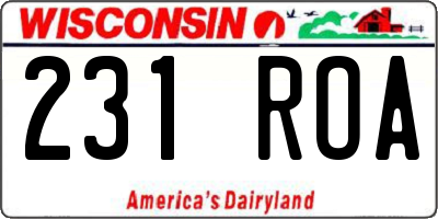 WI license plate 231ROA