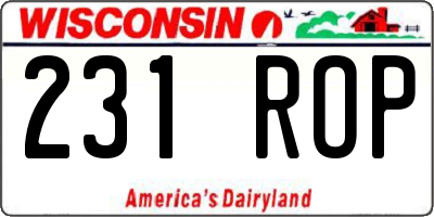WI license plate 231ROP
