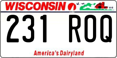 WI license plate 231ROQ