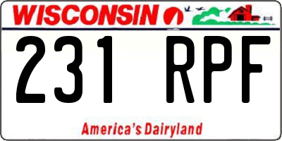 WI license plate 231RPF