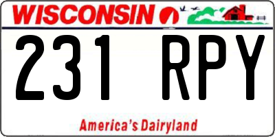 WI license plate 231RPY