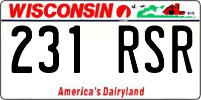 WI license plate 231RSR