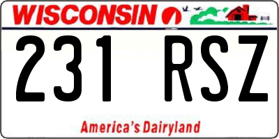 WI license plate 231RSZ