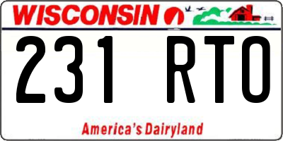 WI license plate 231RTO