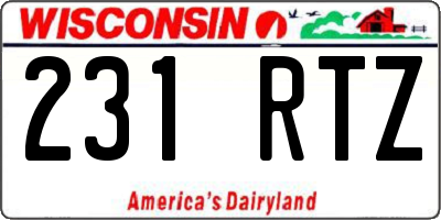 WI license plate 231RTZ