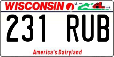 WI license plate 231RUB