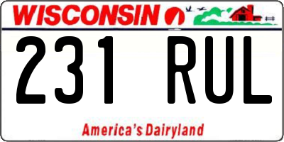 WI license plate 231RUL
