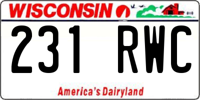 WI license plate 231RWC