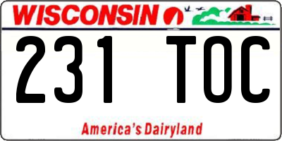 WI license plate 231TOC