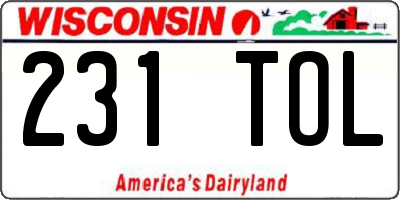 WI license plate 231TOL