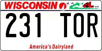 WI license plate 231TOR