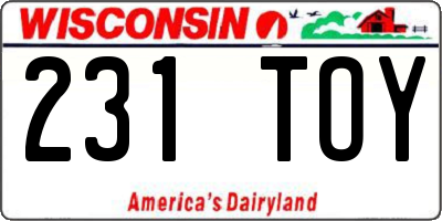 WI license plate 231TOY