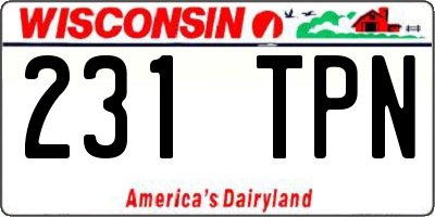 WI license plate 231TPN