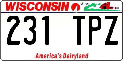 WI license plate 231TPZ