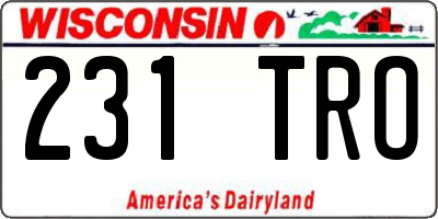 WI license plate 231TRO