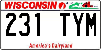 WI license plate 231TYM