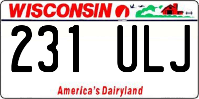 WI license plate 231ULJ