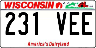 WI license plate 231VEE