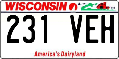 WI license plate 231VEH