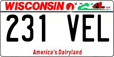 WI license plate 231VEL