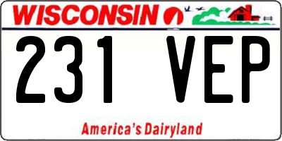 WI license plate 231VEP