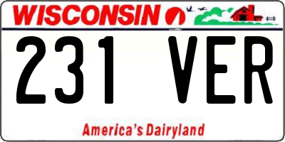 WI license plate 231VER