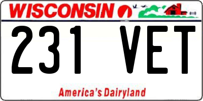 WI license plate 231VET
