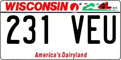 WI license plate 231VEU