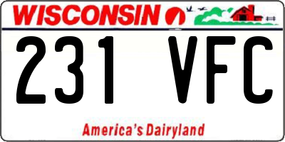 WI license plate 231VFC