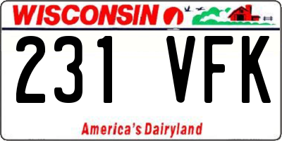 WI license plate 231VFK